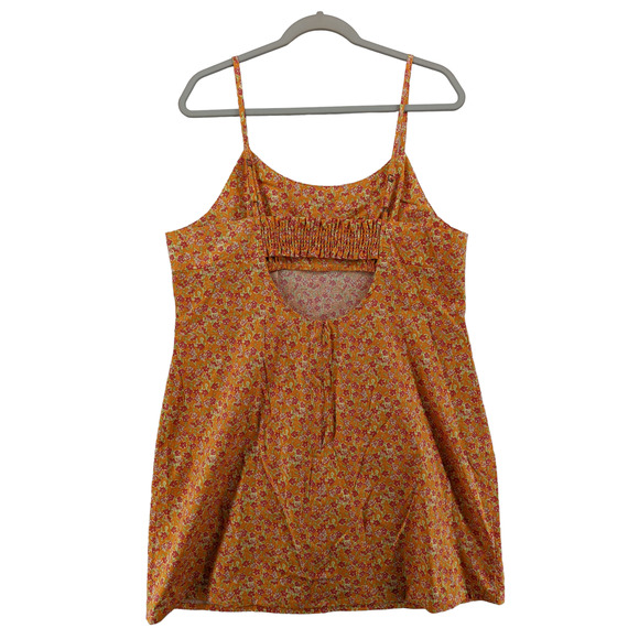 Wild Fable Sundress Mini Woven Bodycon Orange Floral XXL Dress Cutout Sleeveless - Picture 2 of 9